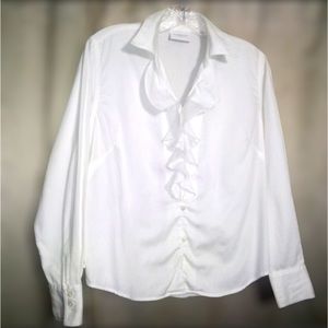 Liz Claiborne Collection White Blouse with Ruffles